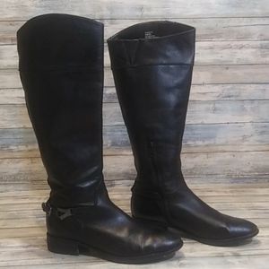 Victor Alfaro Black VA-Rosette Tall Riding Boots